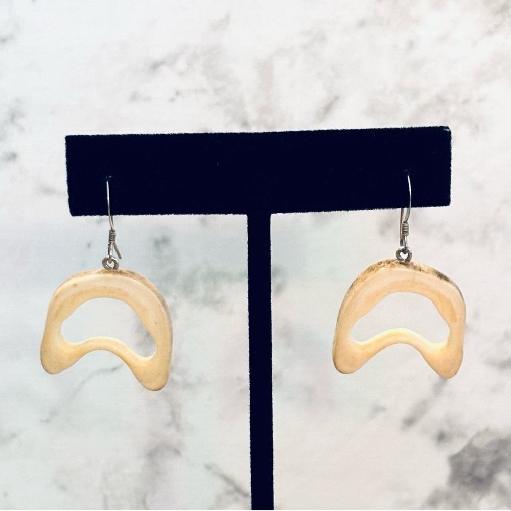 Sterling Silver 925 Open Center Organic Dangly Earrings Artisan